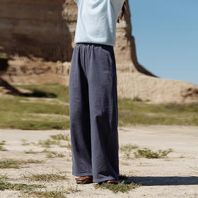 绽放女装602朵/毛圈棉全腰松紧抽绳简约舒适直筒长款卫裤休闲裤女