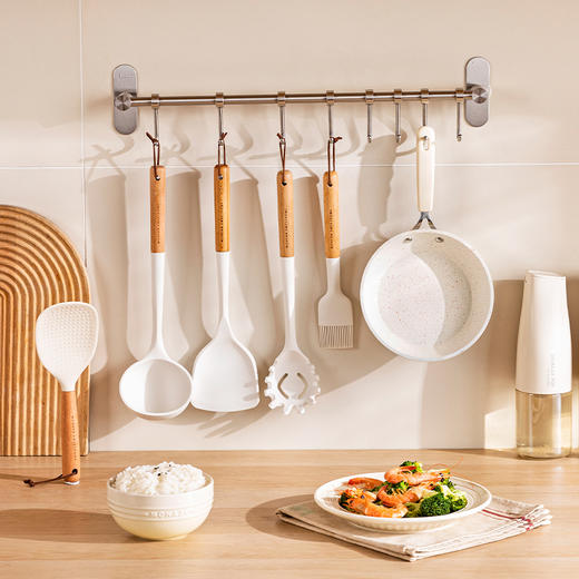 摩登主妇304不锈钢厨房置物架锅铲子勺子挂架挂杆免打孔收纳挂钩 商品图0