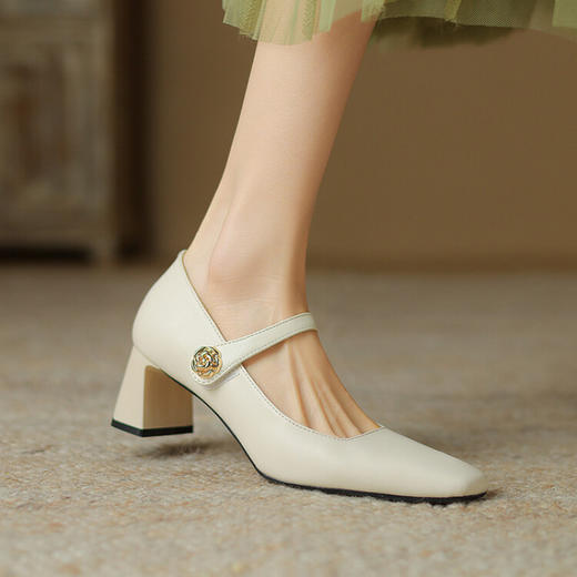 【预售5天】软底舒适柔软四季小皮鞋真皮时装单鞋方头牛筋底牛皮K&F1066-12 商品图2