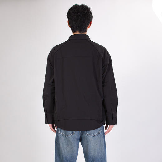 DRONKOO 2025 翻领左金属标前贴袋下摆假两件微阔长袖中厚衬衣 商品图4