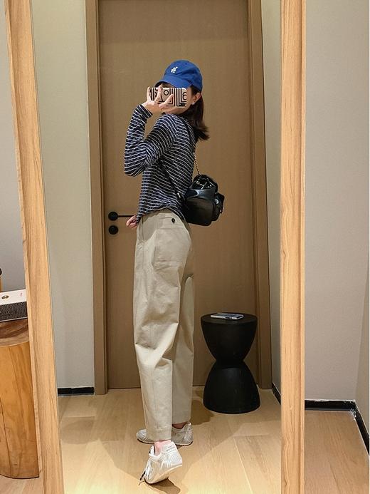 香香5号条纹T雪花肌理软糯植绒撞色长袖T恤 商品图11