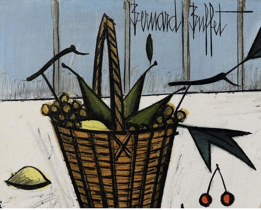 独角鹿西洋古董 1982年代法国著名表现主义画家贝尔纳·布菲签名创作静物主题布面油画作品《梨》 商品图2