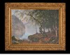 独角鹿西洋古董 19世纪末法国艺术家CH CORBET签名创作自然风光主题布面油画作品一对 商品缩略图0