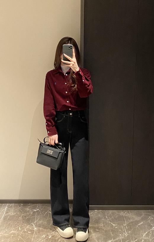 老钱风刺绣100棉灯芯绒长袖衬衫 商品图2