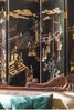 【已售】独角鹿西洋古董 19世纪末20世纪初中国出品庭院仕女主题黑漆地款彩双面六曲屏风 商品缩略图1