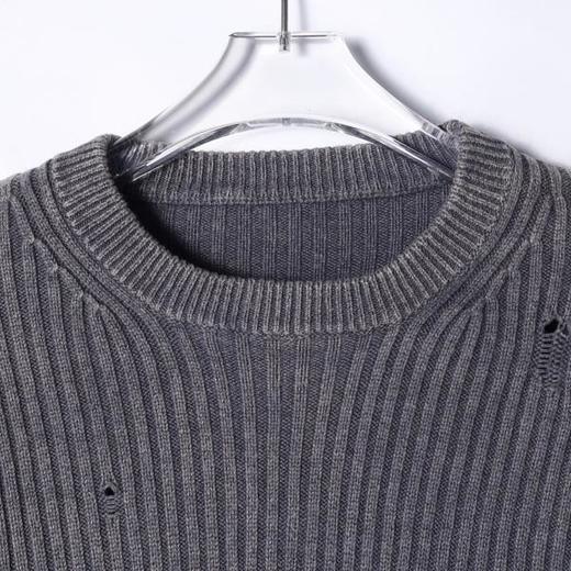 SDSA男士秋冬新款痞帅男装潮牌破洞流苏圆领针织衫百搭慵懒风毛衣 商品图2