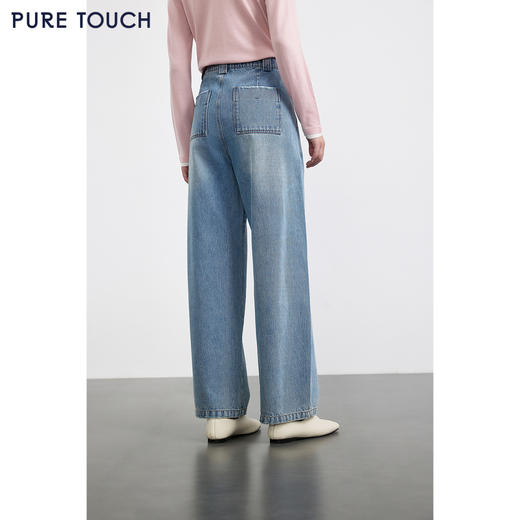 PURE TOUCH女装 25秋冬新款弯刀牛仔裤高腰纯棉阔腿宽松长裤 商品图4