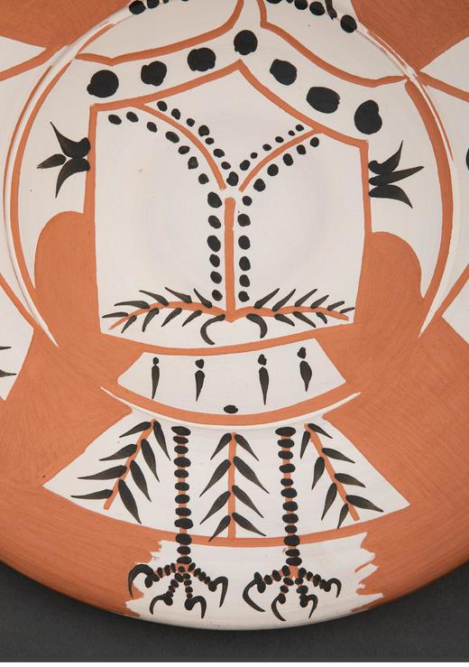 【已售】独角鹿西洋古董 1957年代西班牙艺术巨匠与法国Madoura工坊合作出品限量装饰陶盘「Chouette 猫头鹰」 商品图4