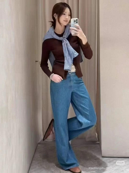 912-6 独家圆正 小禾 早秋 水洗蓝直筒牛仔裤 软糯亲肤  我穿29 商品图5