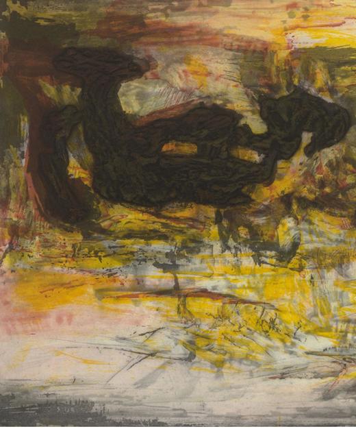 独角鹿西洋古董 赵无极亲签「无题：第195号」彩色凹版蚀刻版画 商品图3