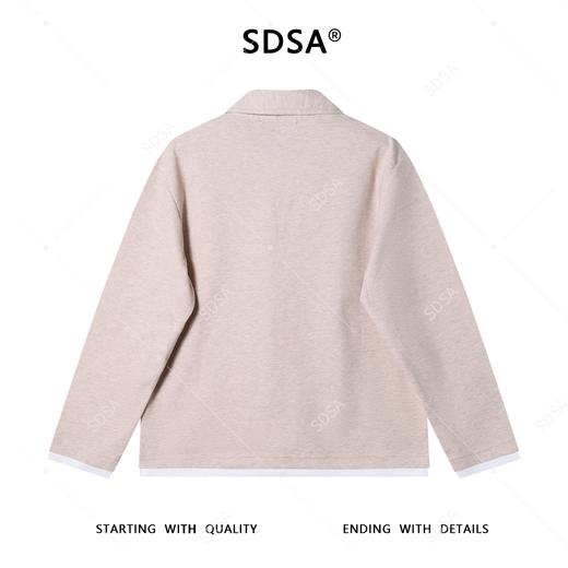 T8030SDSA男士秋冬新款痞帅男装设计感假两件V领长袖T恤纯色休闲风简约 商品图5