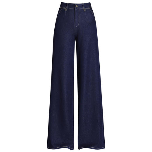 QYM 9846-Y阔腿裤高腰牛仔裤宽松直筒休闲裤气质 商品图4