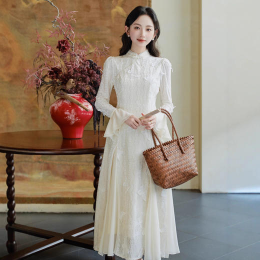 新中式绝美改良旗袍年轻款少女秋季2025新款清冷感修身气质连衣裙 商品图0