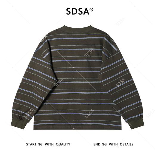 D920SDSA男士秋冬新款痞帅男装潮牌撞色条纹磨毛圆领T恤领口刺绣百搭 商品图5