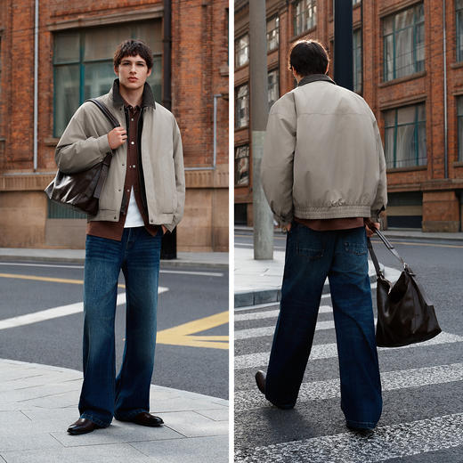 森马棉服男假两件飞行员外套拼接牛仔翻领棉衣冬2025新款oversize 商品图4