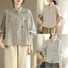 GYH 1783宽松休闲文艺刺绣碎花大码长袖衬衫 商品缩略图0