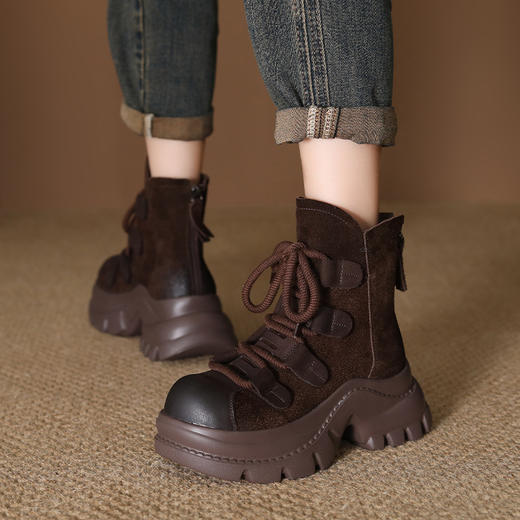 FR 85015工装靴防滑耐磨真皮厚底马丁复古休闲短靴 商品图3