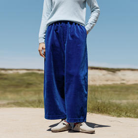 绽放560朵/细坑条灯芯绒内贴花布松紧腰九分裤松弛感休闲裤新款