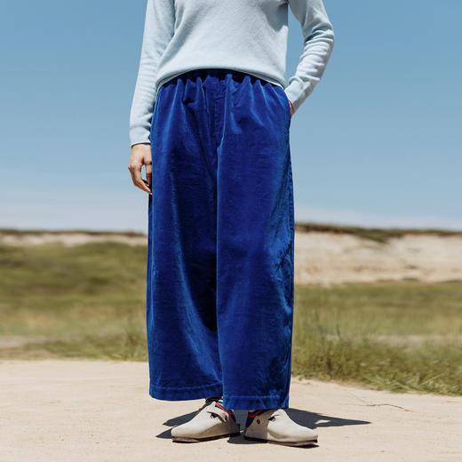 绽放560朵/细坑条灯芯绒内贴花布松紧腰九分裤松弛感休闲裤新款 商品图0