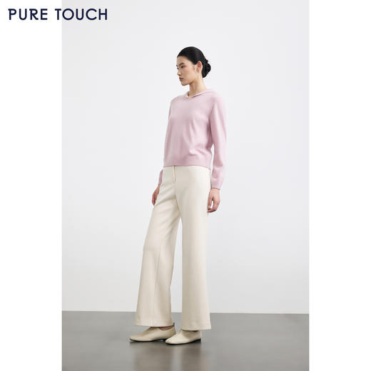 PURE TOUCH女装25秋冬新款海军翻领羊毛衫百搭宽松直筒套头针织衫 商品图1