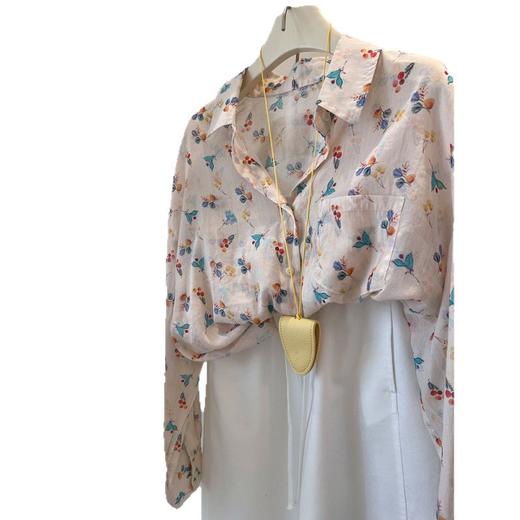 C039-9372新款2025休闲港风复古甜美碎花松弛感防晒衬衫外套女衬衣上衣女 商品图4