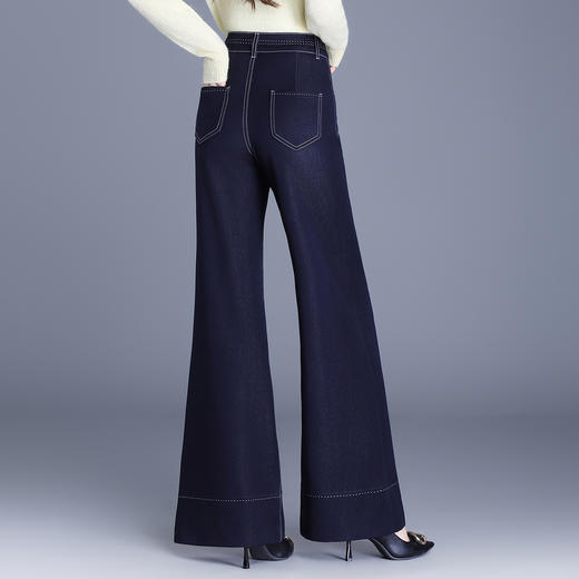 QYM 9847-Y牛仔阔腿裤气质垂感休闲裤妈妈装直筒裤 商品图2