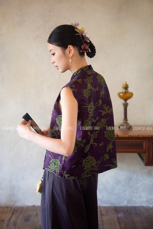 【门店同款】ENJOY秋季云敛-东方画笔紫苑芳华提花马夹 166296913 商品图2