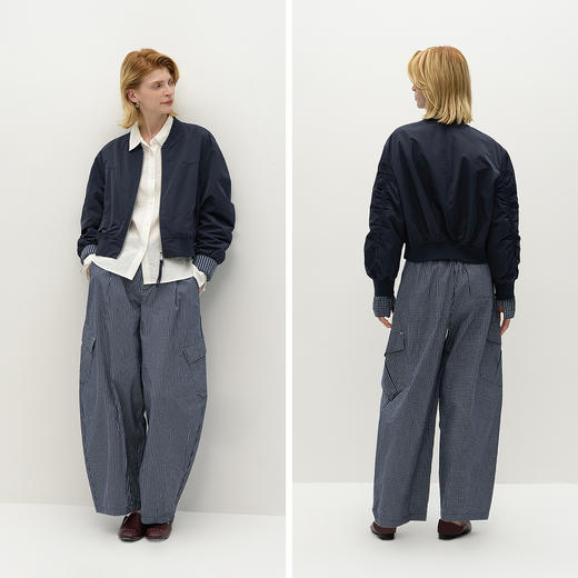 商场同款|森马休闲裤女秋打褶弯刀裤宽松2025新款复古高街工装裤 商品图4