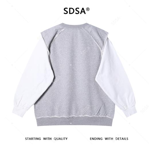 D906SDSA男士秋冬新款痞帅男装设计感假两件拼接长袖T恤刺绣字母上衣 商品图5