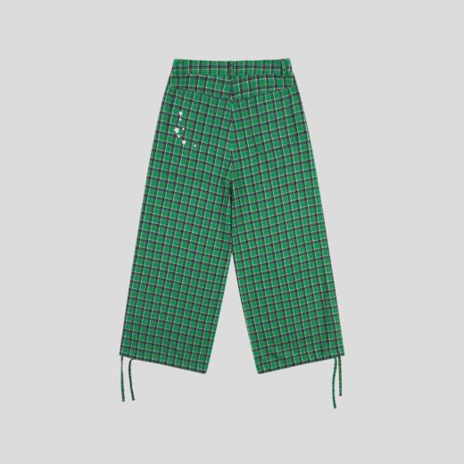 GOODBAI GOODEES 刺绣logo格纹阔腿收口长裤 商品图2