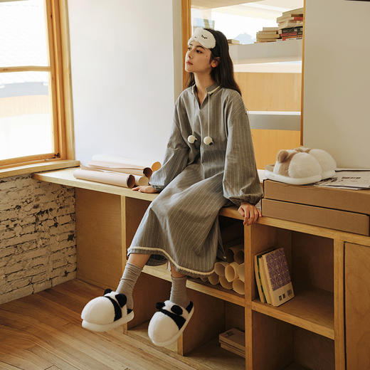 【官方直发】2025秋冬上新朴西大熊猫棉拖鞋家居室内保暖情侣可爱毛毛绒拖鞋 商品图5