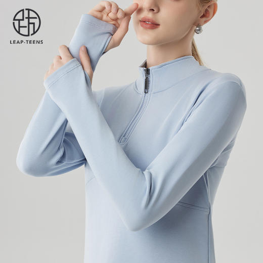 跃牌【砂洗空气层系列】女砂洗半拉链帽衫W11M1 商品图9