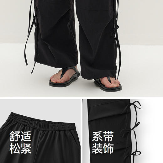 商场同款|森马休闲裤女秋蝴蝶结宽松肌理长裤2025新款甜酷阔腿裤 商品图3
