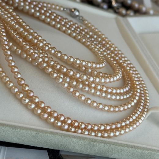 【甄珠贝】属于秋天的一抹色彩，粉金色4-5mm正圆无瑕ji光 注：手链尺寸是贴手量的净手围哦 商品图3