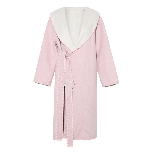 【暖冬内购】两三事梵高文艺冬日恋歌2025秋冬新款绣花腰带拼色双面毛呢外套女 商品图4