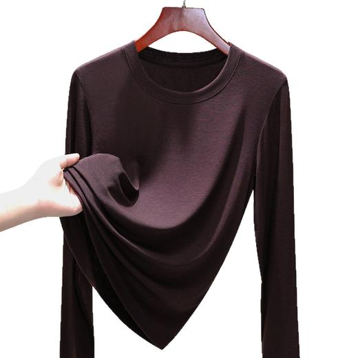 「自j」全新升级【铂金会员109/天猫149/差价40】(55407)洛诗琳新款莱赛尔天丝打底衫2025秋季修身正肩长袖T恤上衣 商品图4