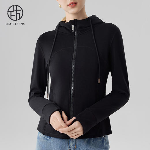 跃牌【砂洗空气层系列】女砂洗全拉链拼接帽衫W11M2 商品图4