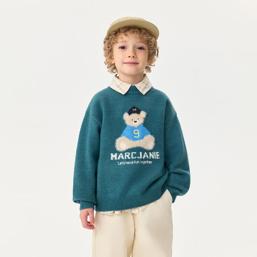 马克珍妮男童滑雪小熊软糯针织毛衣2025年秋冬新款551850 商品图1