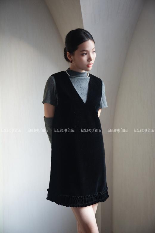 【门店同款】ENJOY秋季“光阴序语”波点袖套丝绒裙 166143714 商品图0