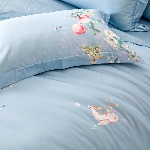 多喜爱 山海经系列全棉磨毛四件套 榴开福至/投桃喜禄/葡天同乐hl【云柔全棉】【温润磨毛】【芬纳诺抗菌】【出框工艺】温暖舒适 国风山海 多款可选 商品图13