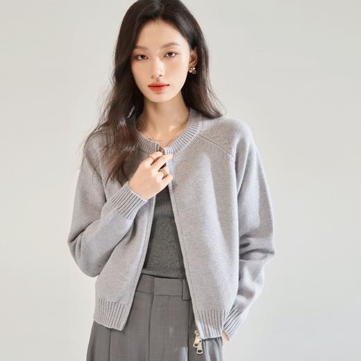 「高货sh」全新升级【铂金会员257/天猫339/差价82】(52427)洛诗琳法式圆领设计感针织外套2025秋季新款气质毛衣开衫 商品图1