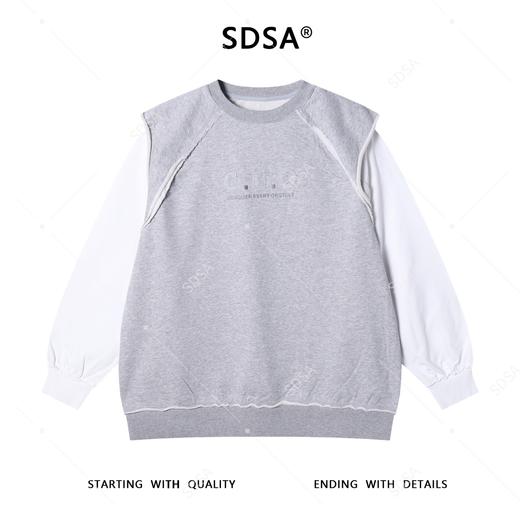 D906SDSA男士秋冬新款痞帅男装设计感假两件拼接长袖T恤刺绣字母上衣 商品图1