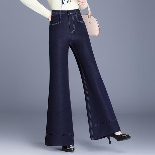QYM 9847-Y牛仔阔腿裤气质垂感休闲裤妈妈装直筒裤 商品图1
