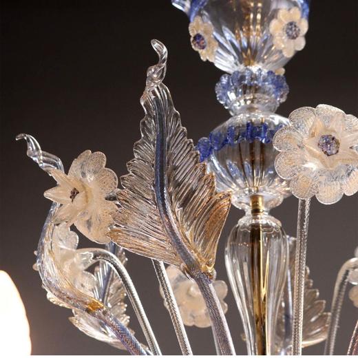 独角鹿西洋古董 20世纪意大利出品穆拉诺玻璃点金工艺修饰花叶主题烛台式枝形吊灯及壁灯三件套 商品图8