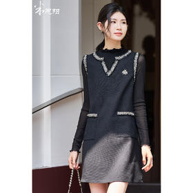 米思阳【赫本风钉珠点缀裙子】2026春新品背心小黑裙连衣裙1854