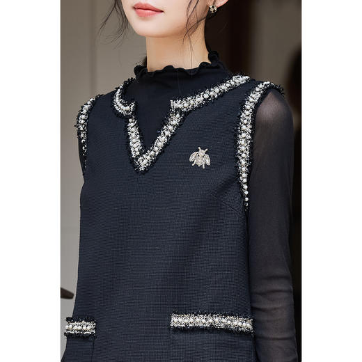 米思阳【赫本风钉珠点缀裙子】2026春新品背心小黑裙连衣裙1854 商品图4