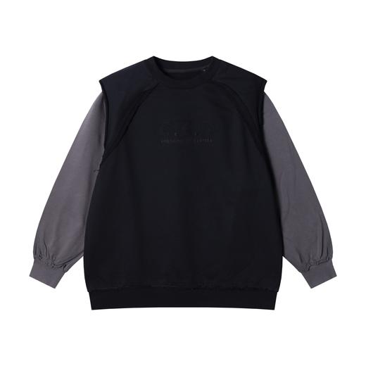 D906SDSA男士秋冬新款痞帅男装设计感假两件拼接长袖T恤刺绣字母上衣 商品图1