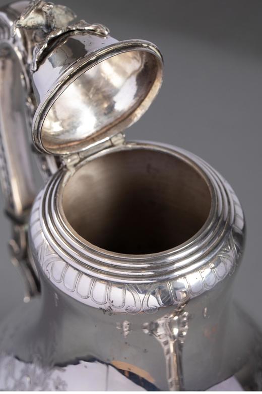 独角鹿西洋古董 19世纪法国出品路易十五风格古典花叶主题纯银精雕下午茶套件 商品图3