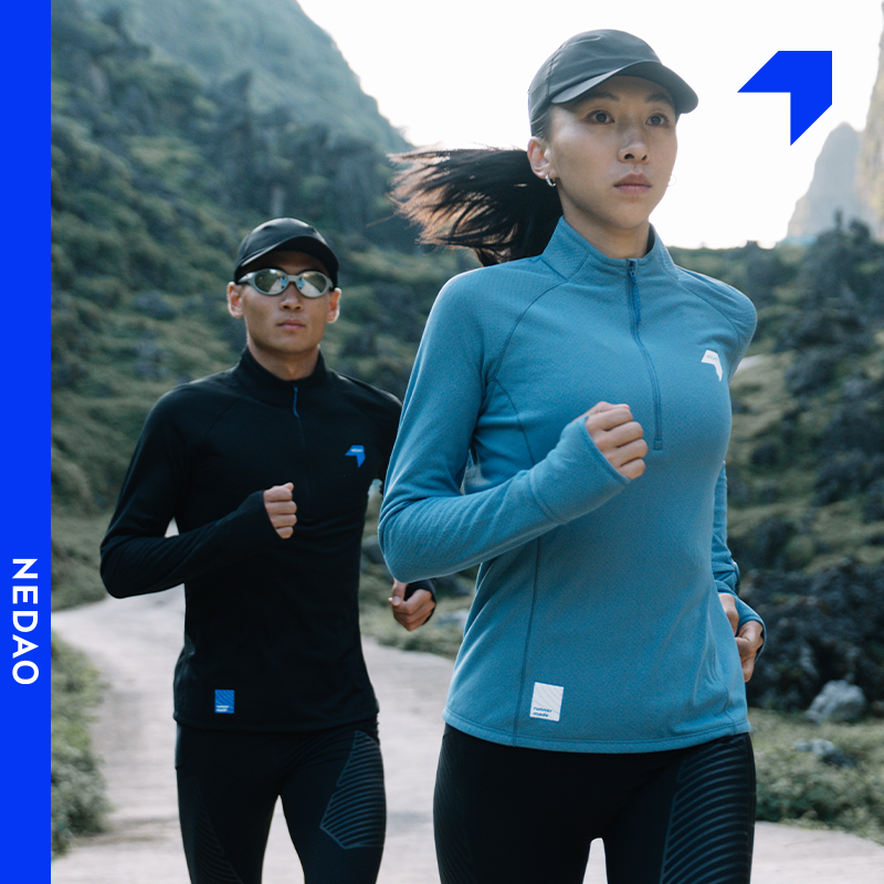 内道聚能卷半拉链长袖女士秋冬透气贴身层跑步训练长袖T恤