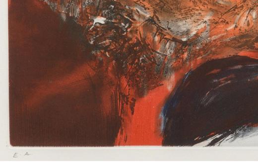 独角鹿西洋古董 1978年西班牙巴塞罗那Ediciones Polígrafa出版赵无极亲签「无题」彩色凹版蚀刻版画 商品图2